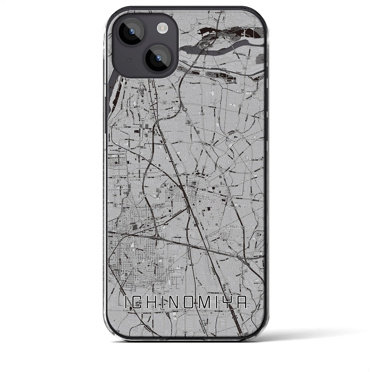 【一宮(愛知県)】地図柄iPhoneケース(クリアタイプ)