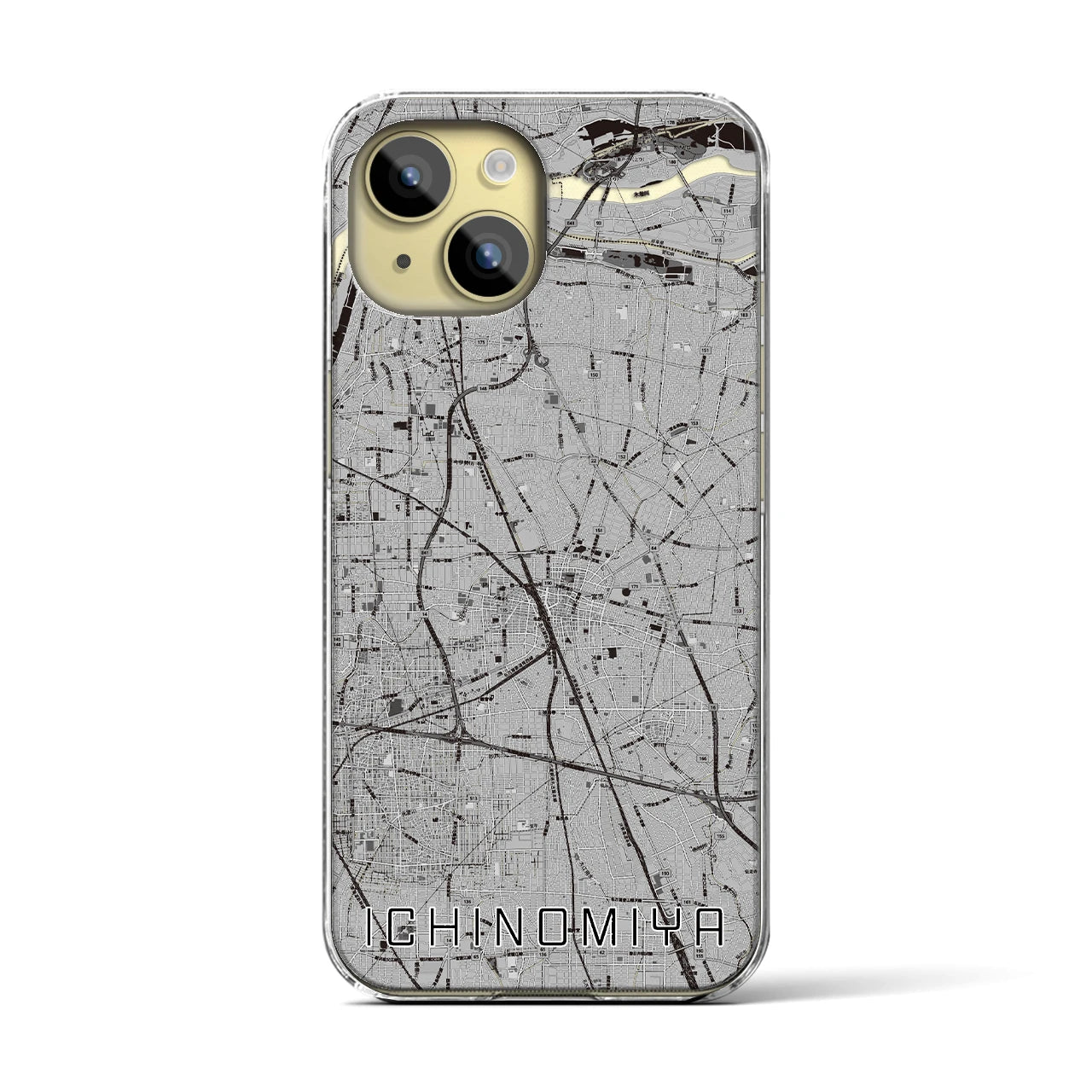 【一宮(愛知県)】地図柄iPhoneケース(クリアタイプ)