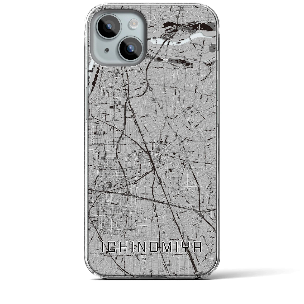 【一宮(愛知県)】地図柄iPhoneケース(クリアタイプ)