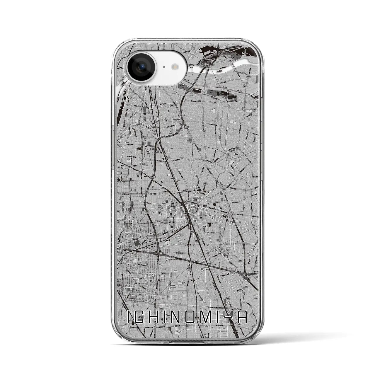 【一宮(愛知県)】地図柄iPhoneケース(クリアタイプ)