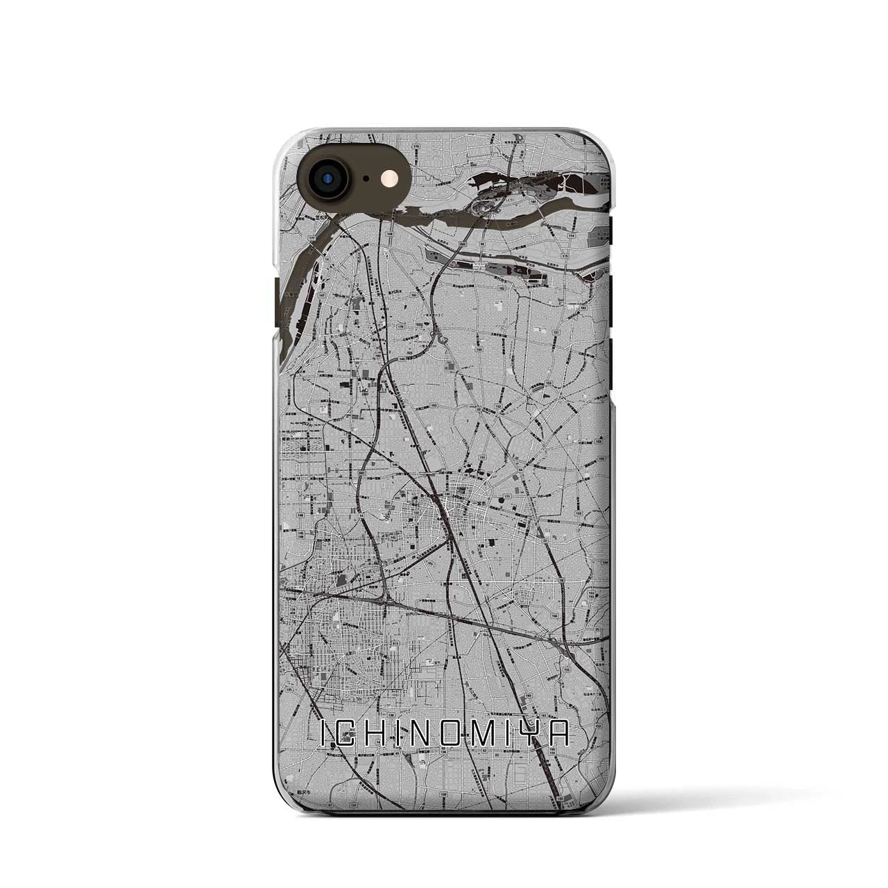 【一宮(愛知県)】地図柄iPhoneケース(クリアタイプ)