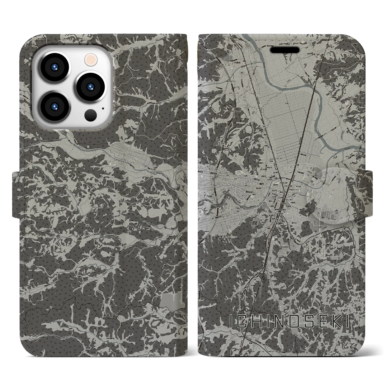 【一関(岩手県)】地図柄iPhoneケース(手帳タイプ)