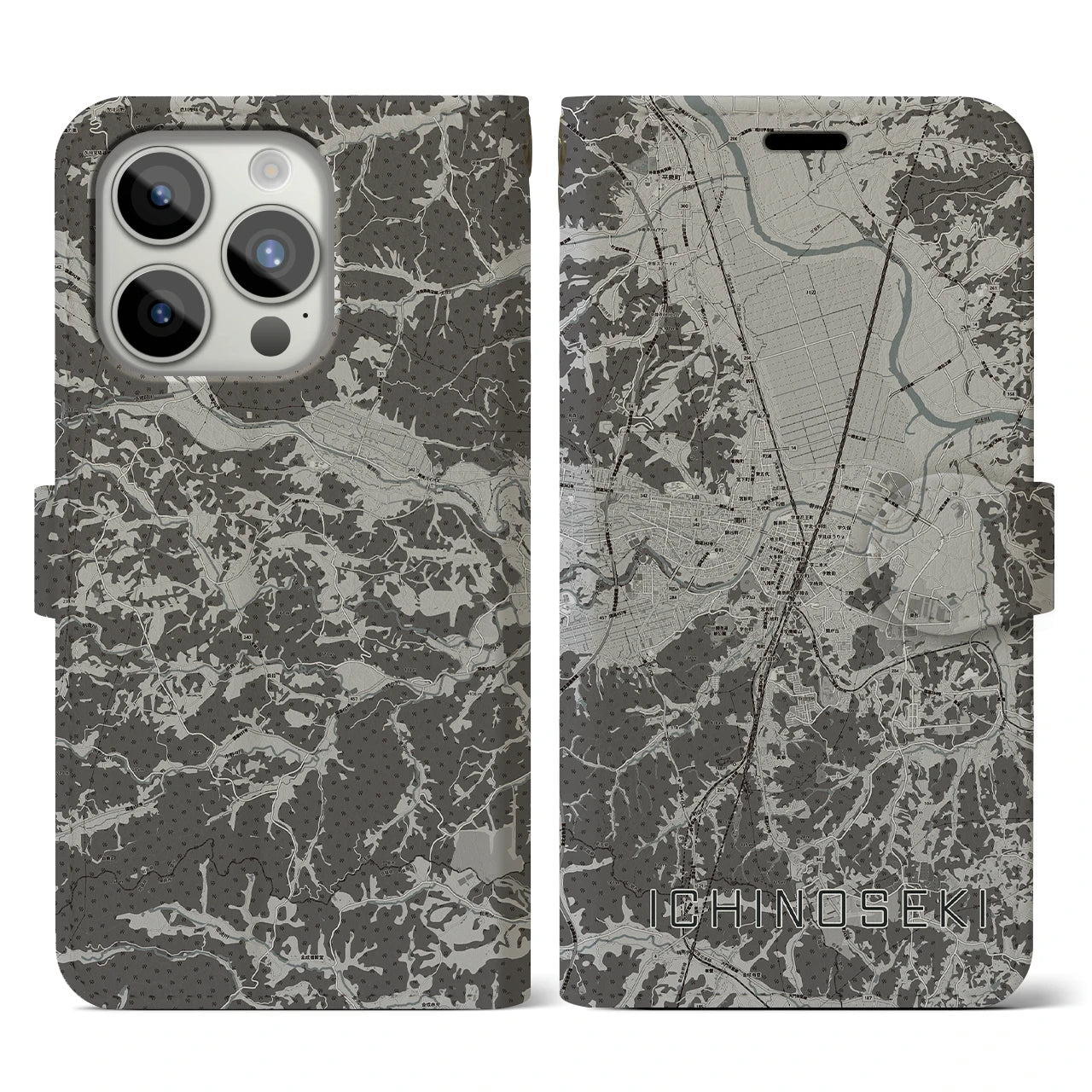 【一関(岩手県)】地図柄iPhoneケース(手帳タイプ)