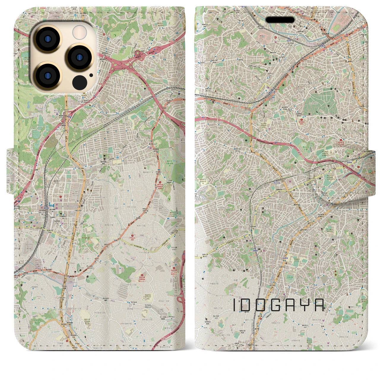 【井土ヶ谷(神奈川県)】地図柄iPhoneケース(手帳タイプ)ナチュラル・iPhone 12 Pro Max 用