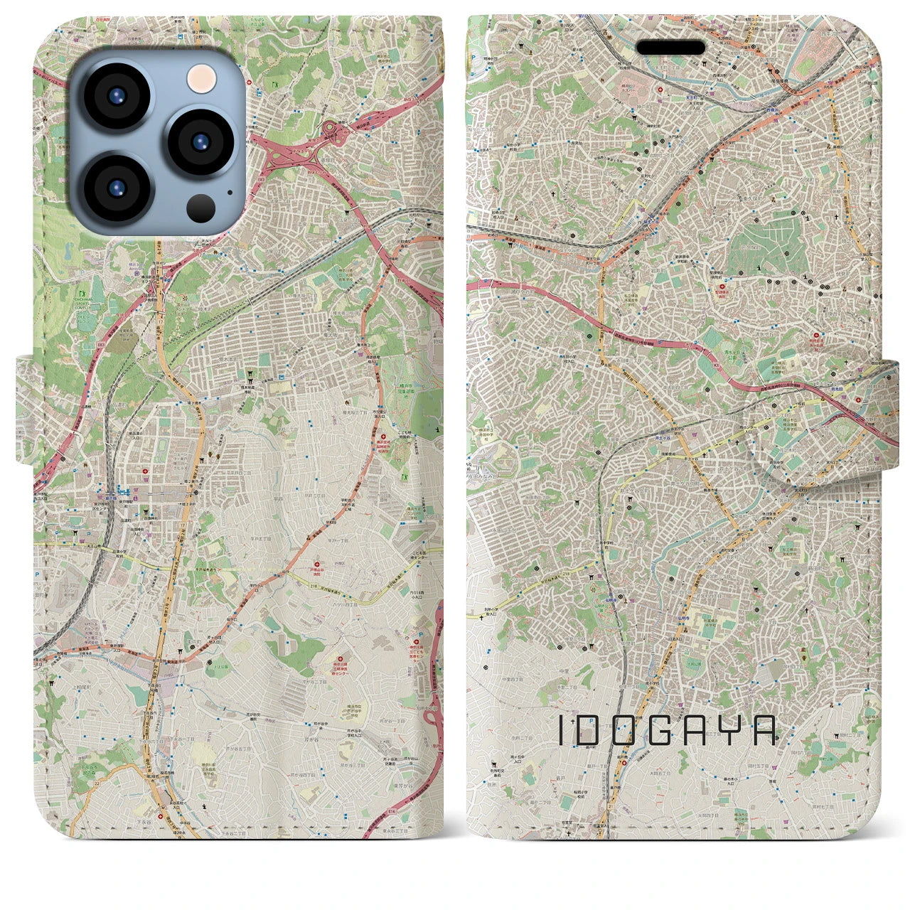 【井土ヶ谷(神奈川県)】地図柄iPhoneケース(手帳タイプ)ナチュラル・iPhone 13 Pro Max 用