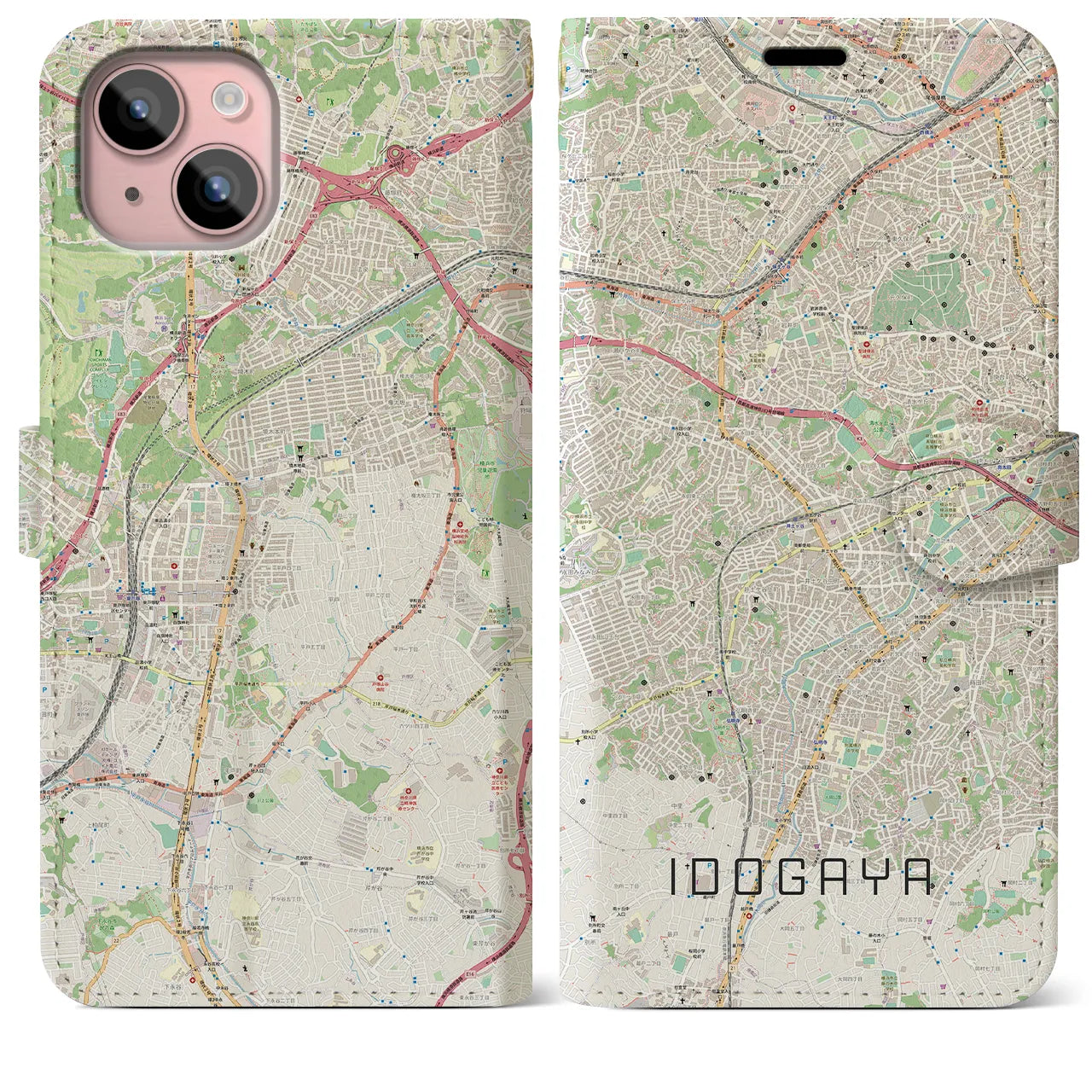 【井土ヶ谷(神奈川県)】地図柄iPhoneケース(手帳タイプ)