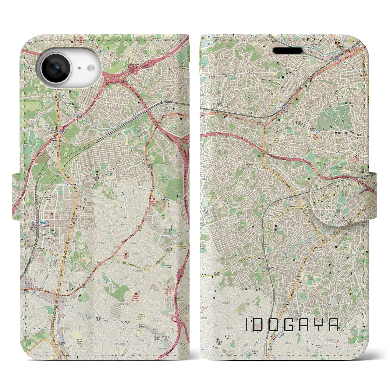 【井土ヶ谷(神奈川県)】地図柄iPhoneケース(手帳タイプ)