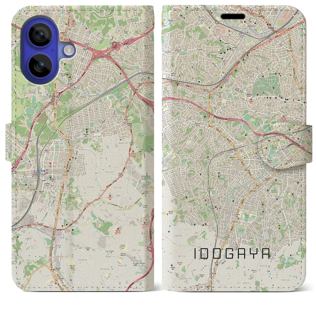 【井土ヶ谷(神奈川県)】地図柄iPhoneケース(手帳タイプ)ナチュラル・iPhone 16 Pro Max 用