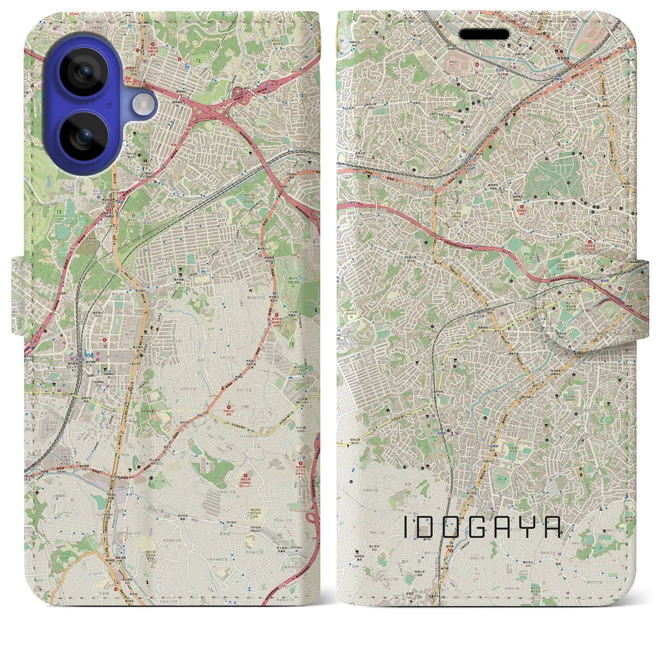 【井土ヶ谷(神奈川県)】地図柄iPhoneケース(手帳タイプ)