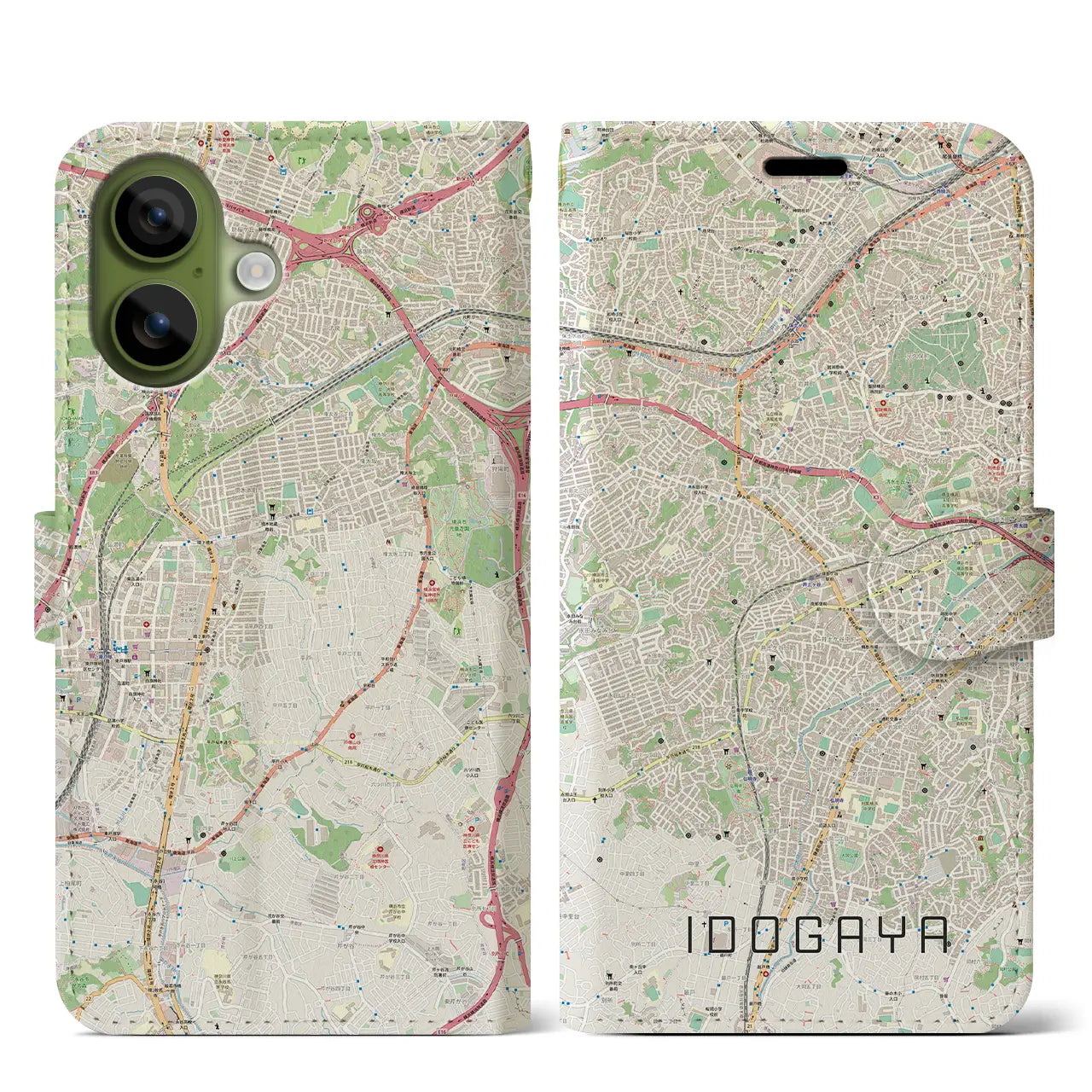 【井土ヶ谷(神奈川県)】地図柄iPhoneケース(手帳タイプ)モノトーン・iPhone 17 Pro Max 用