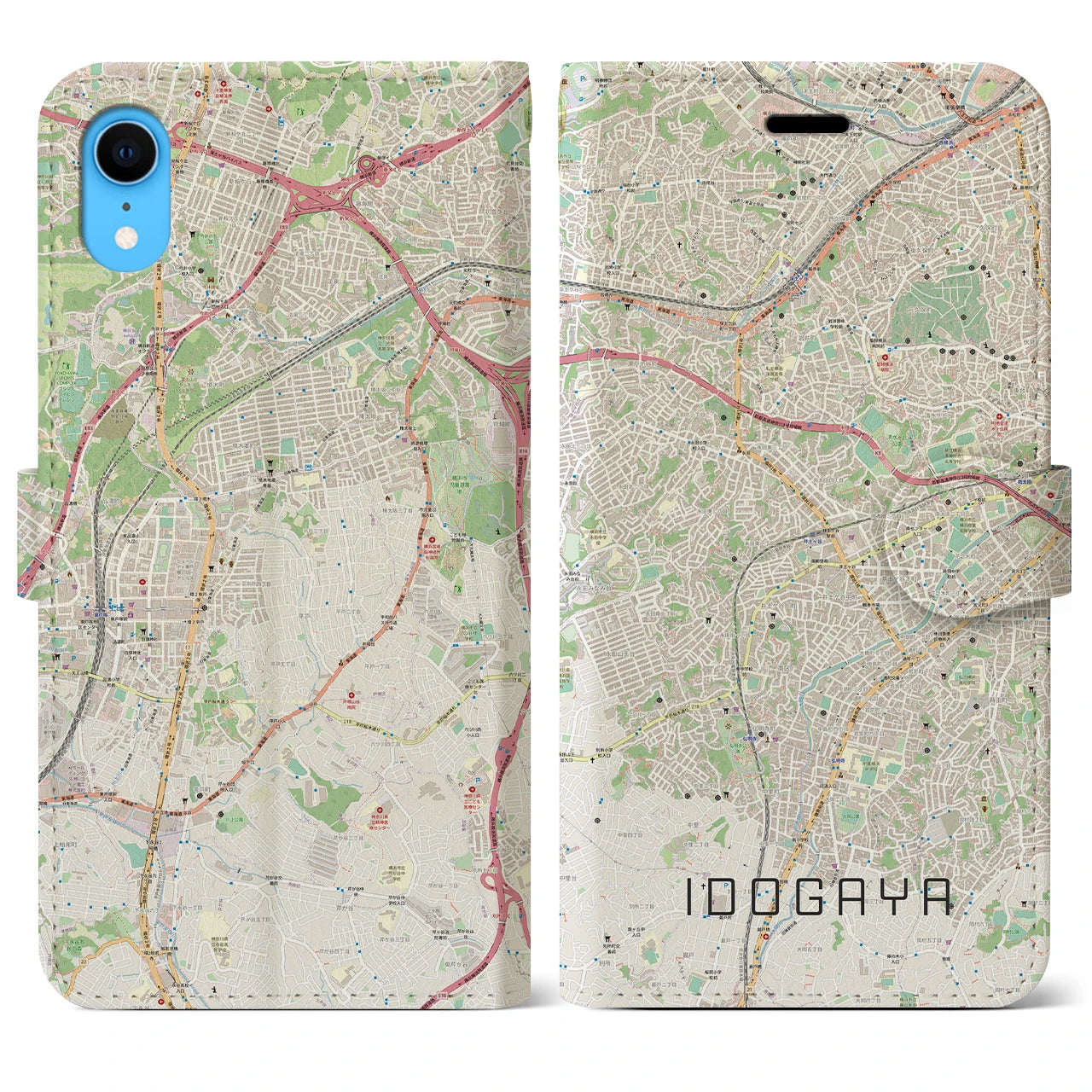 【井土ヶ谷(神奈川県)】地図柄iPhoneケース(手帳タイプ)ナチュラル・iPhone XR 用