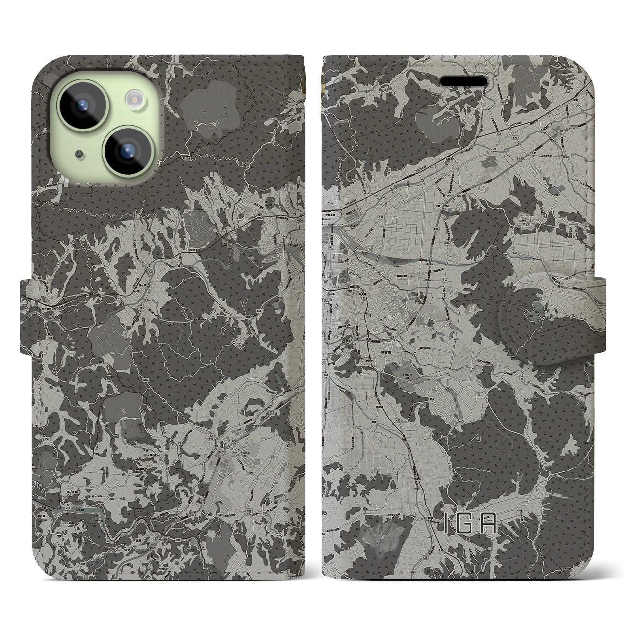 【伊賀(三重県)】地図柄iPhoneケース(手帳タイプ)