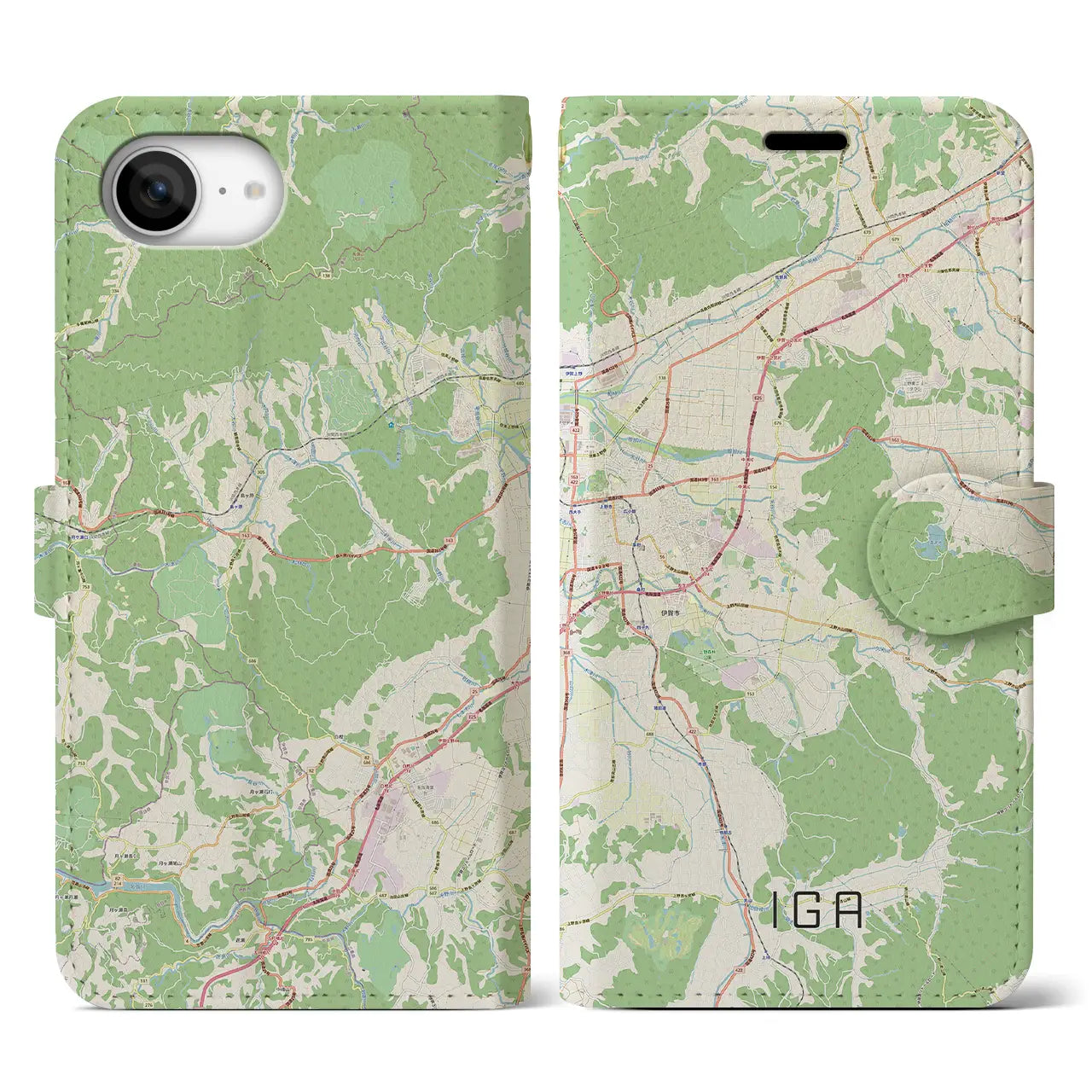 【伊賀(三重県)】地図柄iPhoneケース(手帳タイプ)