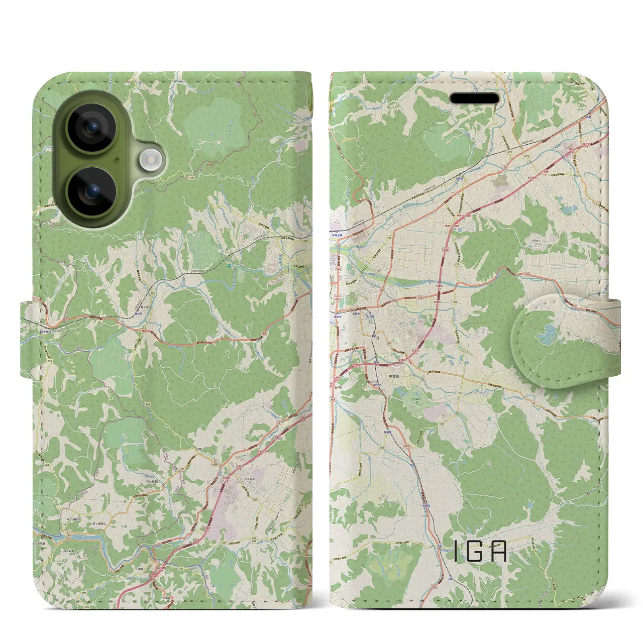 【伊賀(三重県)】地図柄iPhoneケース(手帳タイプ)