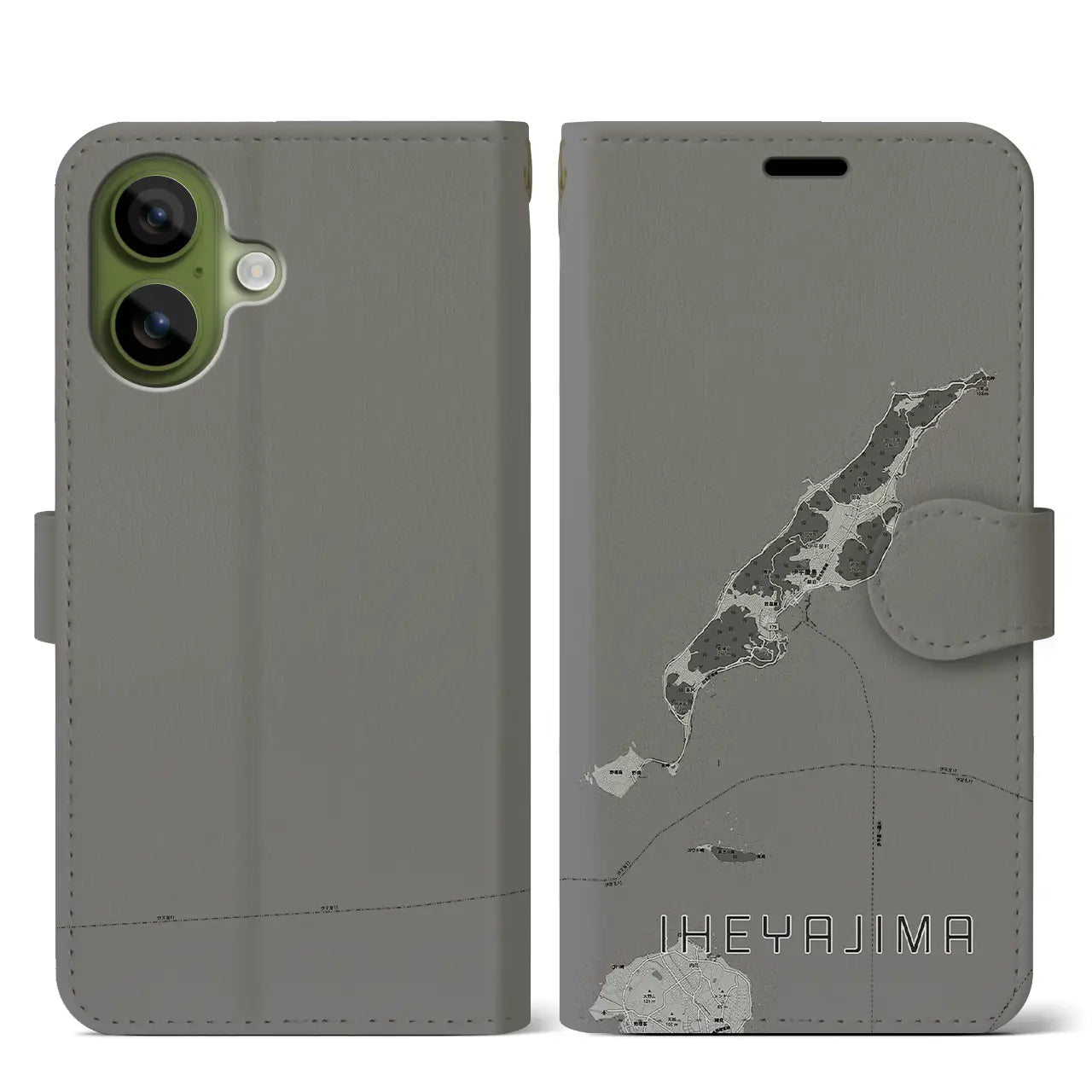 【伊平屋島(沖縄県)】地図柄iPhoneケース(手帳タイプ)
