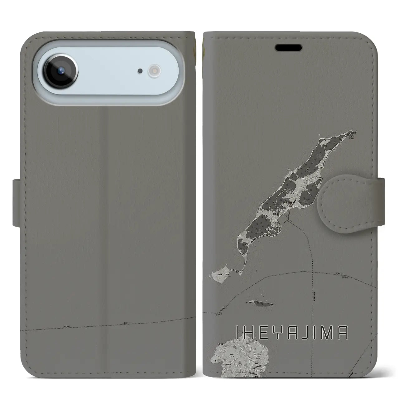 【伊平屋島(沖縄県)】地図柄iPhoneケース(手帳タイプ)