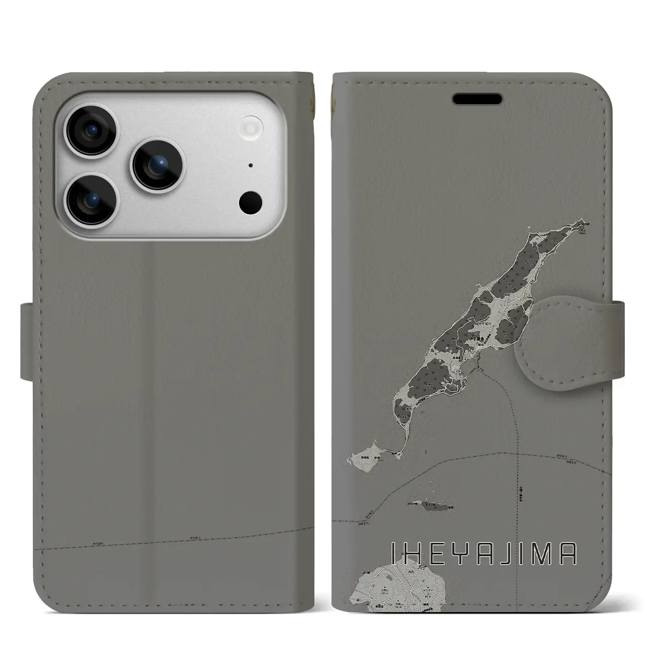 【伊平屋島(沖縄県)】地図柄iPhoneケース(手帳タイプ)