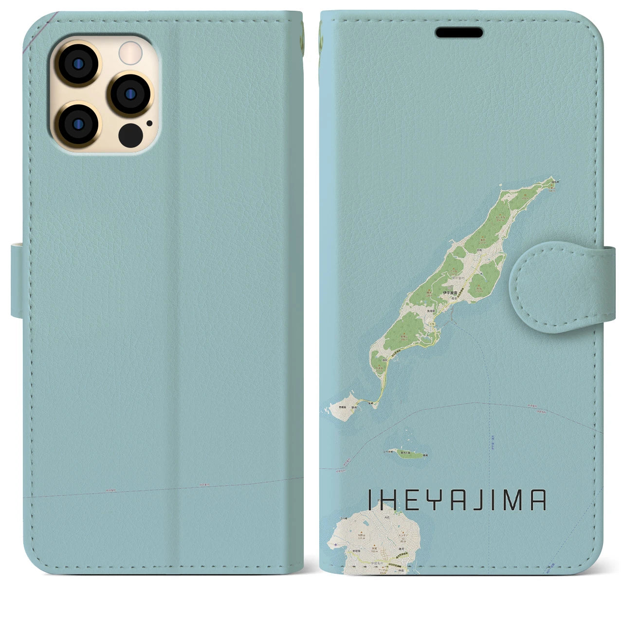 【伊平屋島(沖縄県)】地図柄iPhoneケース(手帳タイプ)ナチュラル・iPhone 12 Pro Max 用