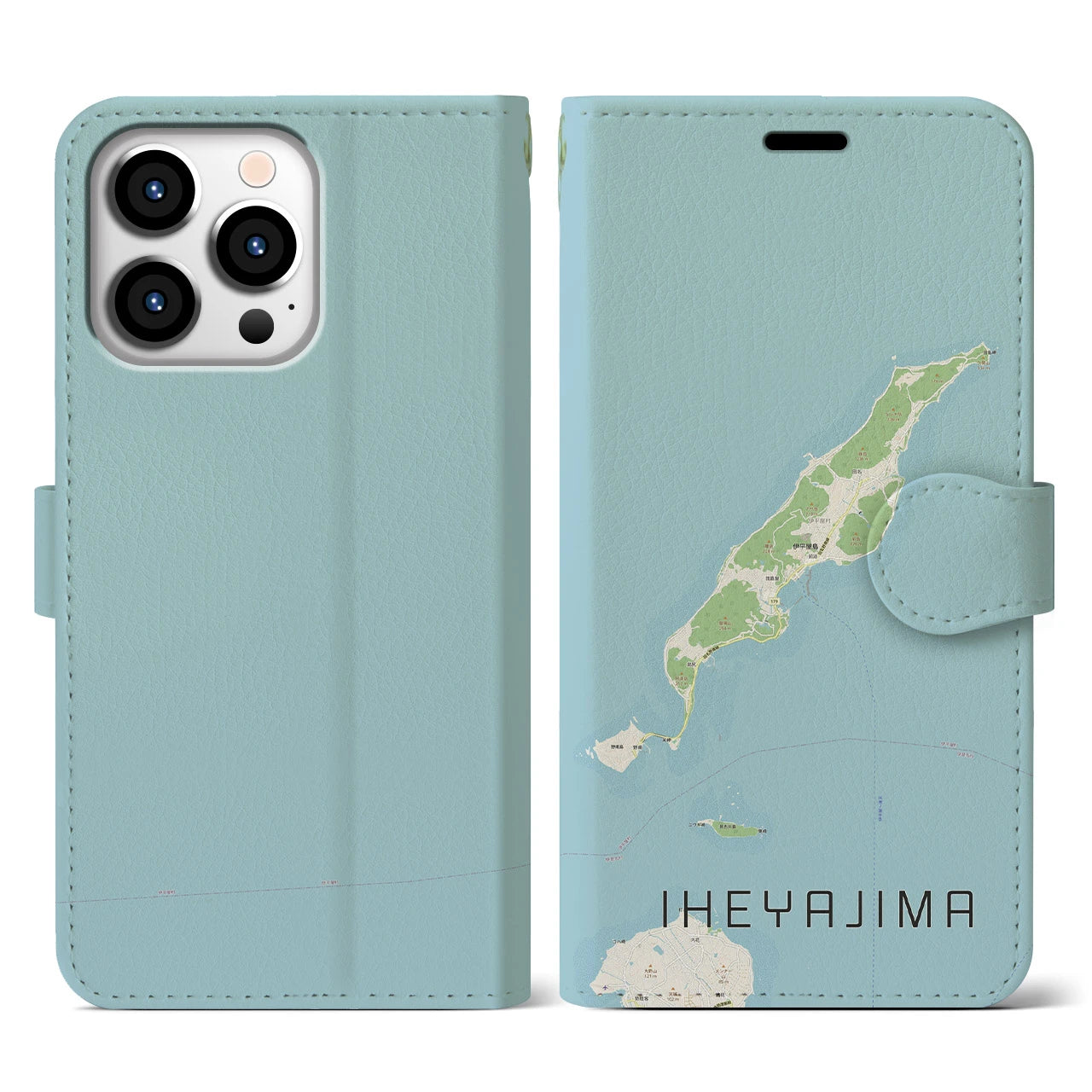 【伊平屋島(沖縄県)】地図柄iPhoneケース(手帳タイプ)