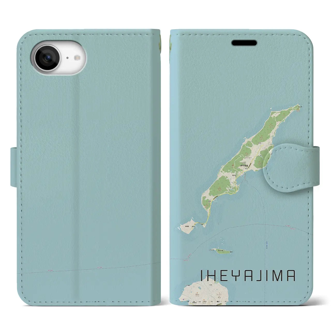 【伊平屋島(沖縄県)】地図柄iPhoneケース(手帳タイプ)