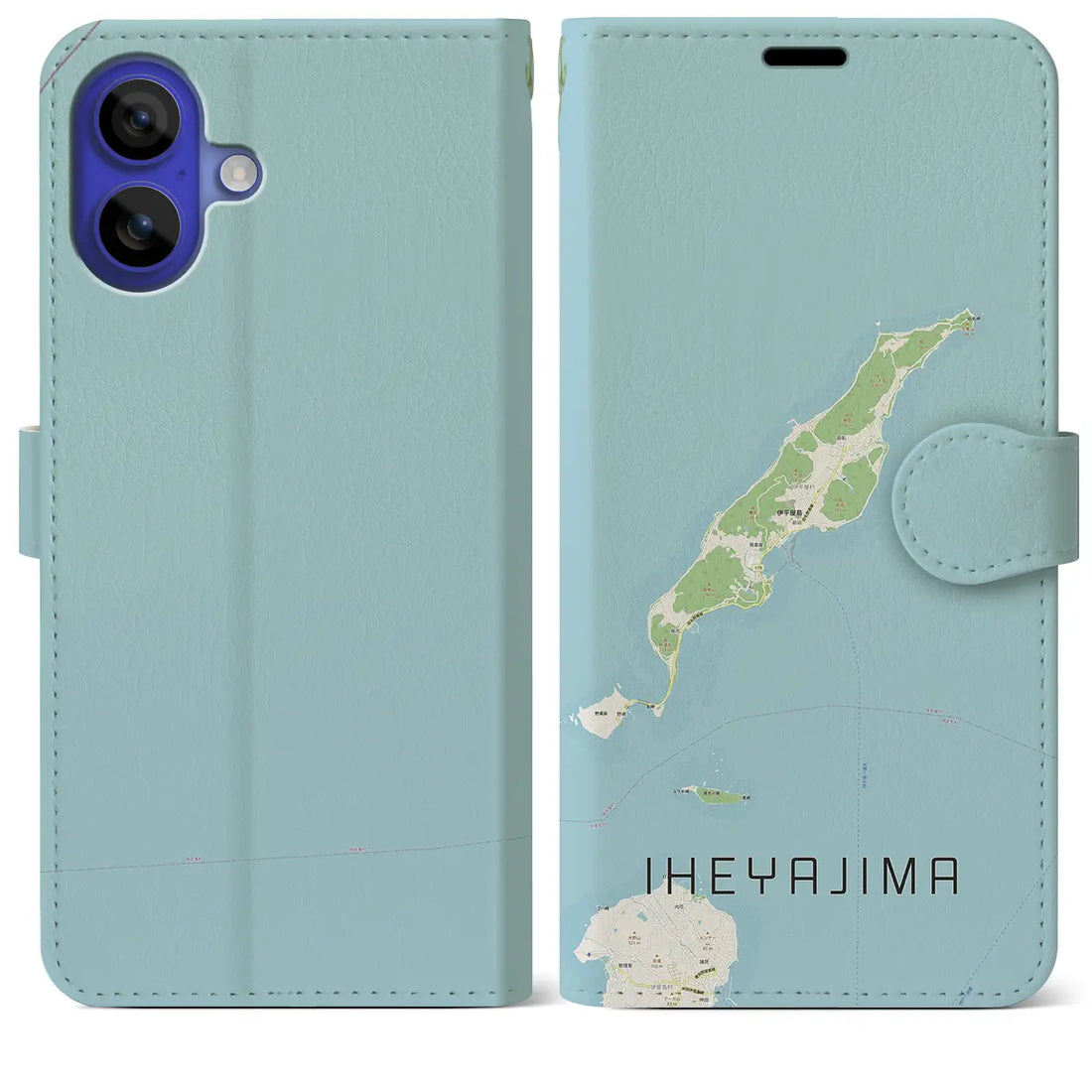 【伊平屋島(沖縄県)】地図柄iPhoneケース(手帳タイプ)ナチュラル・iPhone 16 Pro Max 用