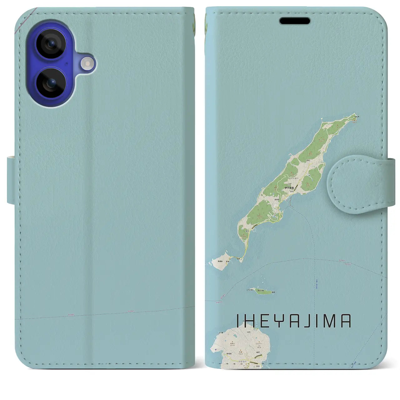 【伊平屋島(沖縄県)】地図柄iPhoneケース(手帳タイプ)