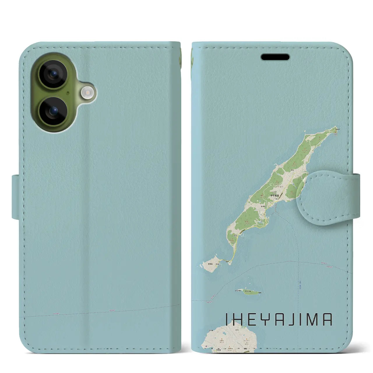 【伊平屋島(沖縄県)】地図柄iPhoneケース(手帳タイプ)
