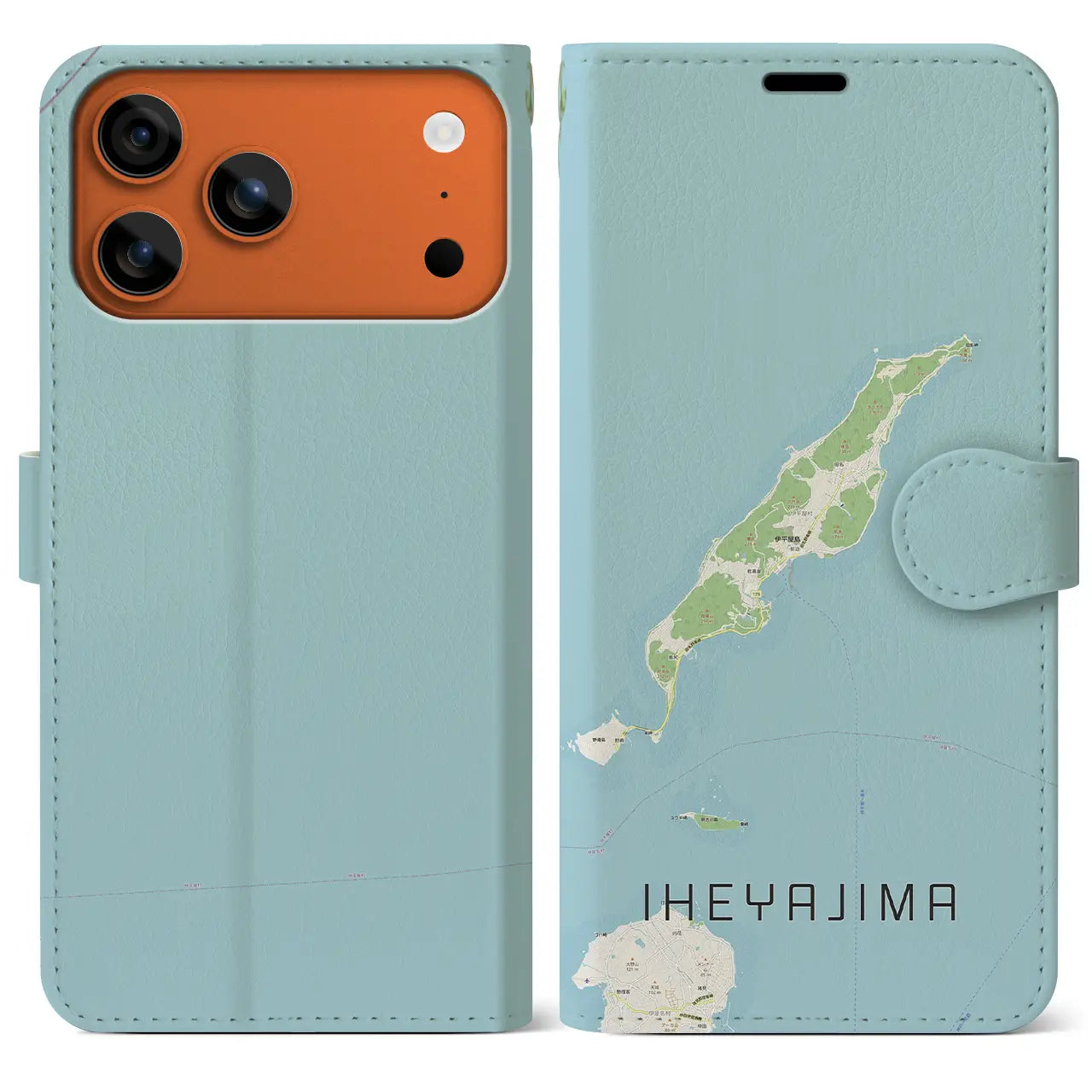 【伊平屋島(沖縄県)】地図柄iPhoneケース(手帳タイプ)