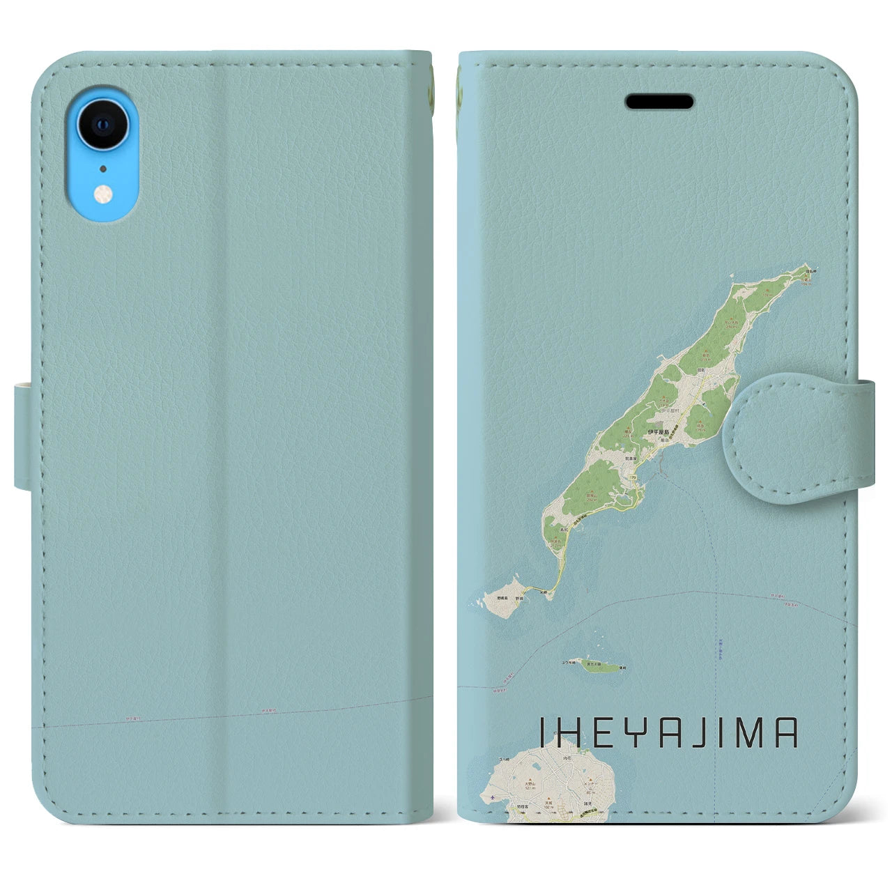 【伊平屋島(沖縄県)】地図柄iPhoneケース(手帳タイプ)ナチュラル・iPhone XR 用