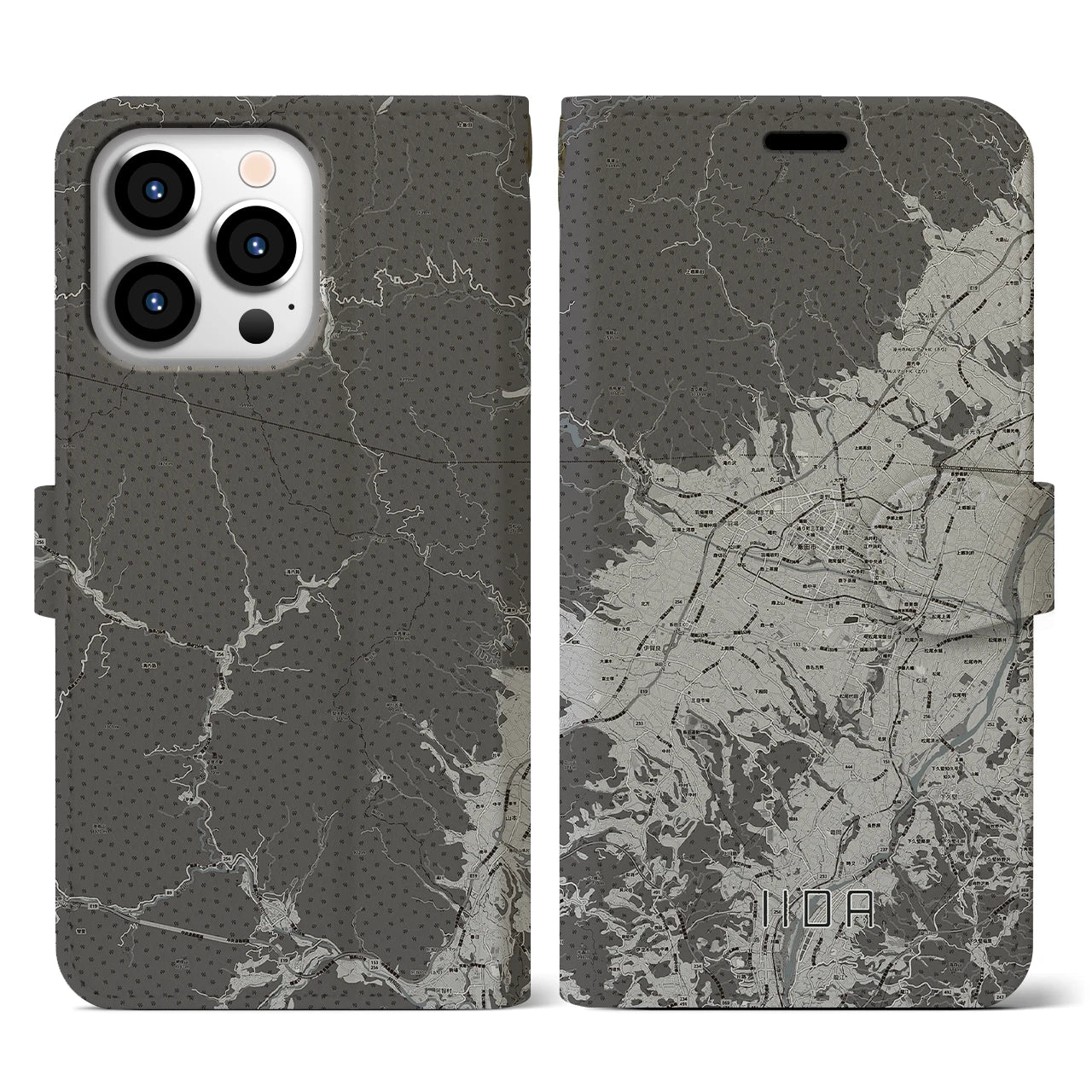 【飯田(長野県)】地図柄iPhoneケース(手帳タイプ)