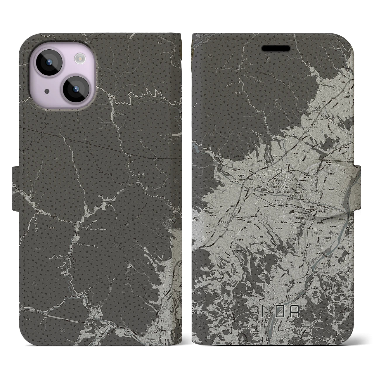 【飯田(長野県)】地図柄iPhoneケース(手帳タイプ)