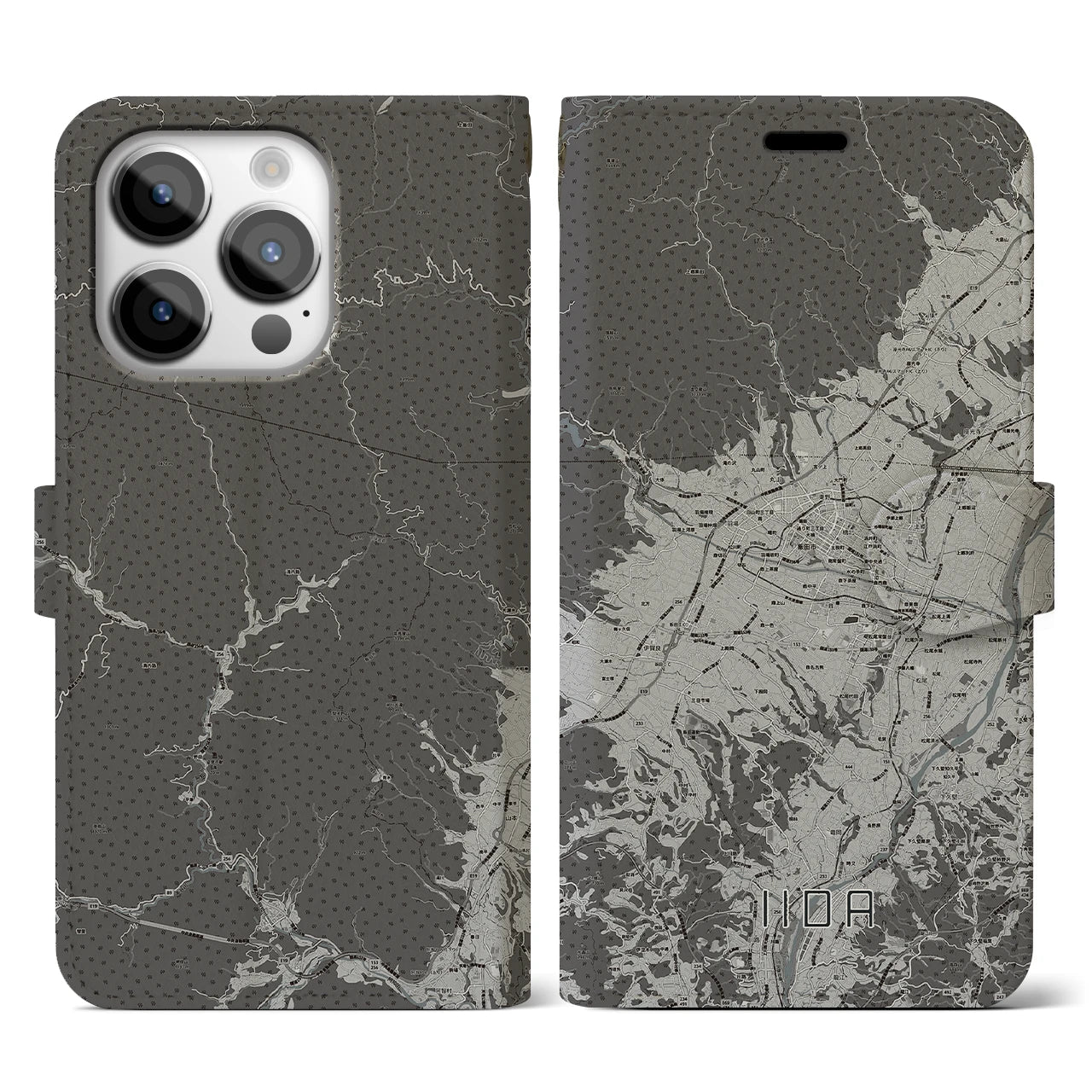 【飯田(長野県)】地図柄iPhoneケース(手帳タイプ)