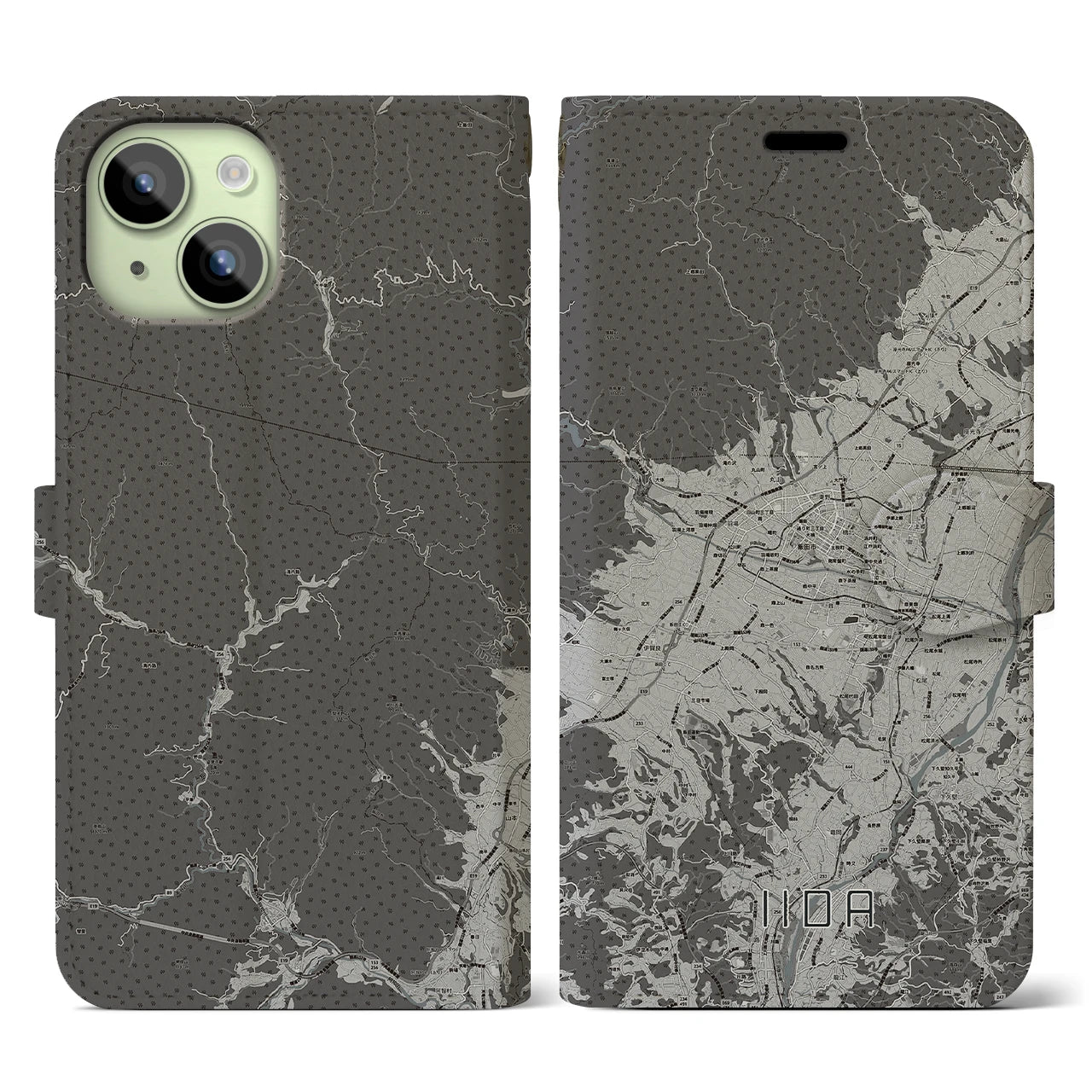 【飯田(長野県)】地図柄iPhoneケース(手帳タイプ)