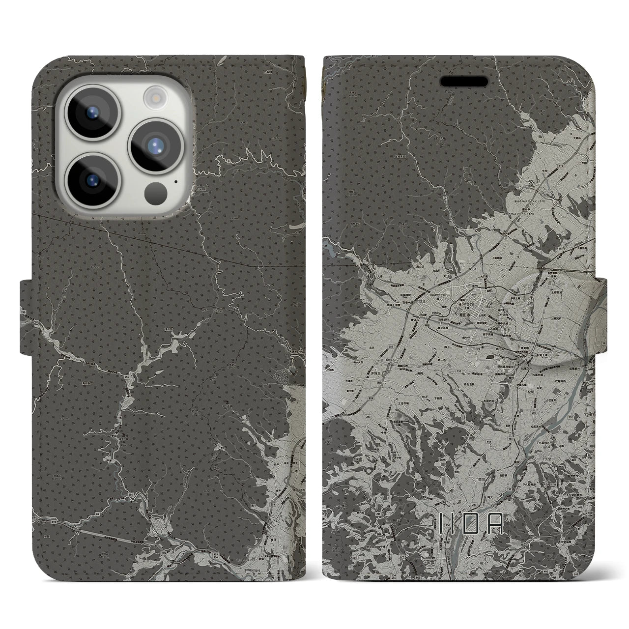 【飯田(長野県)】地図柄iPhoneケース(手帳タイプ)