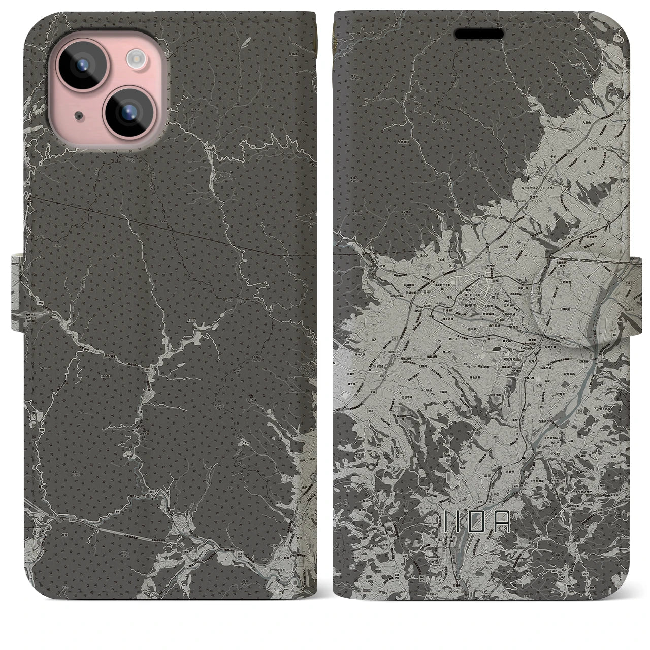 【飯田(長野県)】地図柄iPhoneケース(手帳タイプ)