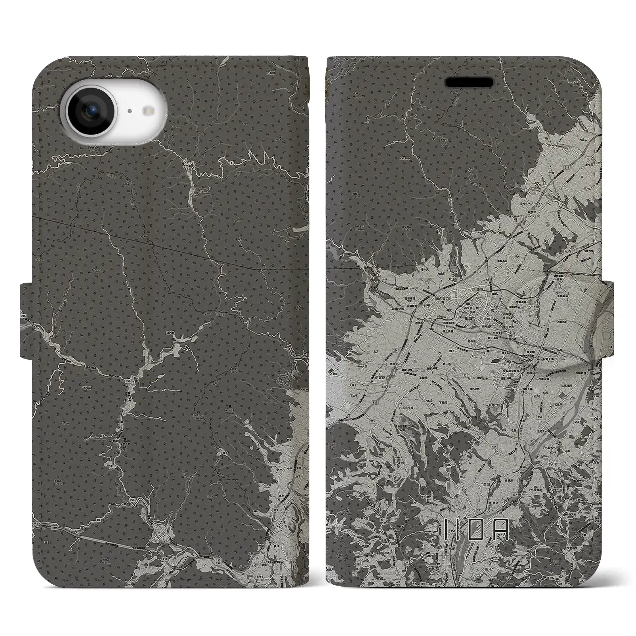 【飯田(長野県)】地図柄iPhoneケース(手帳タイプ)