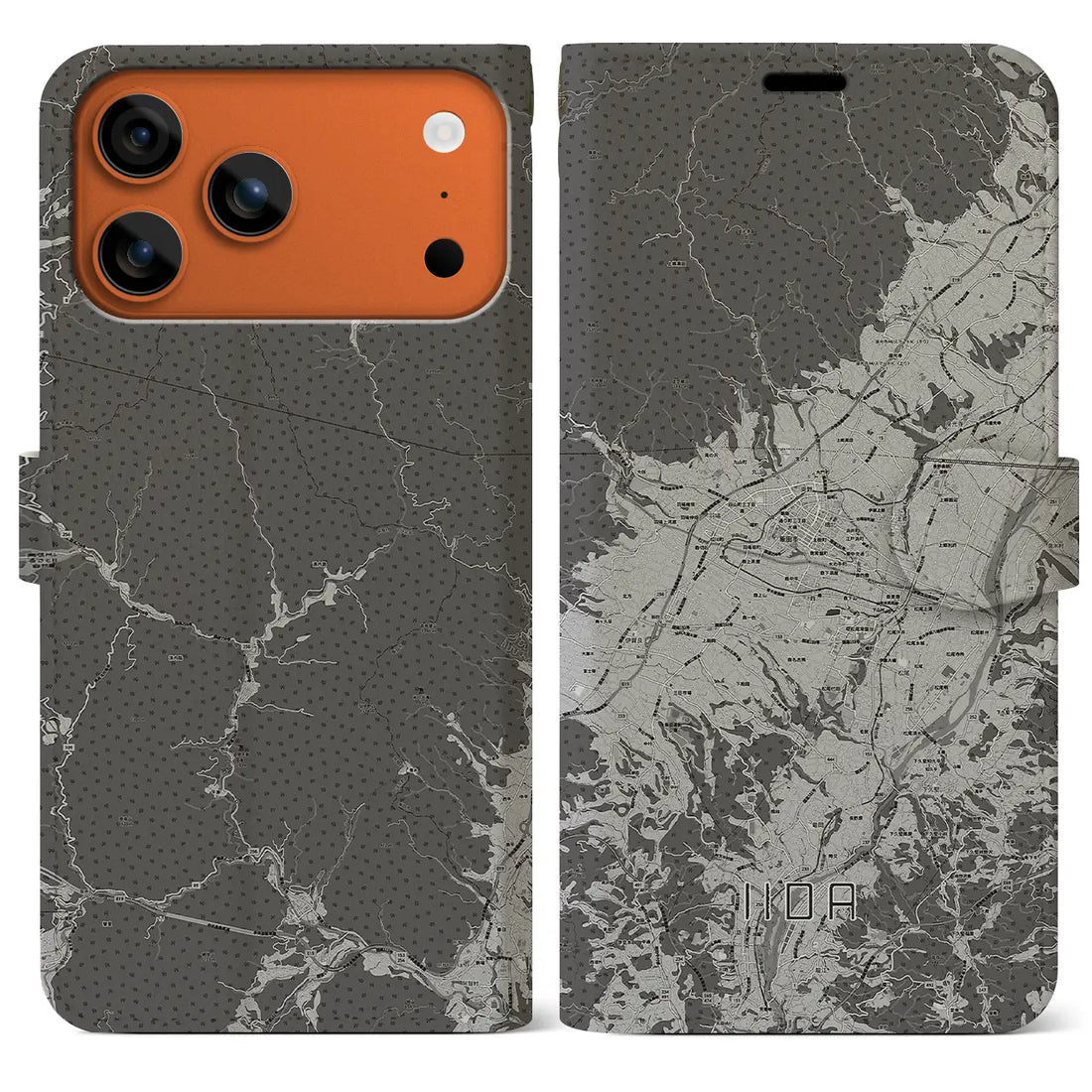 【飯田(長野県)】地図柄iPhoneケース(手帳タイプ)