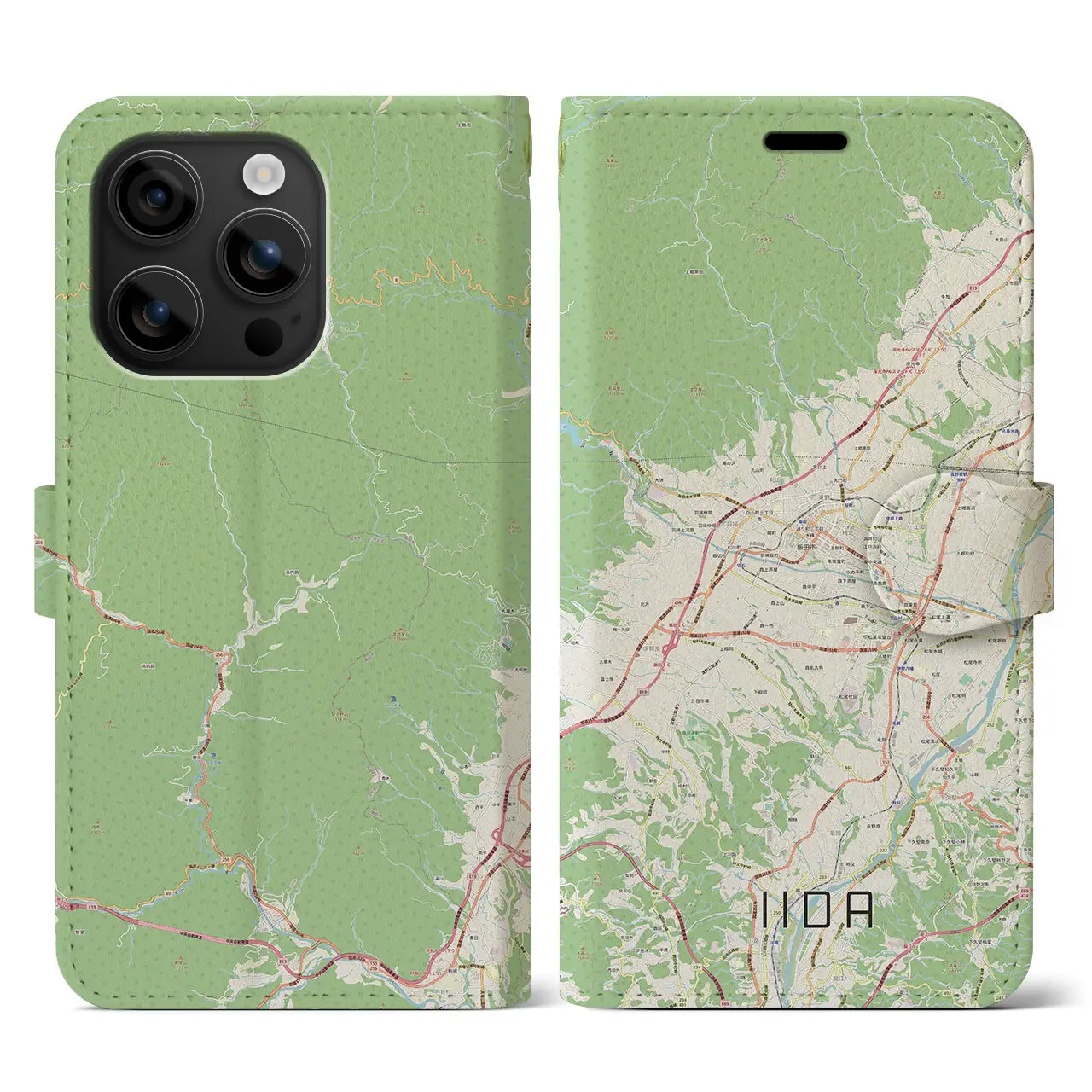 【飯田(長野県)】地図柄iPhoneケース(手帳タイプ)