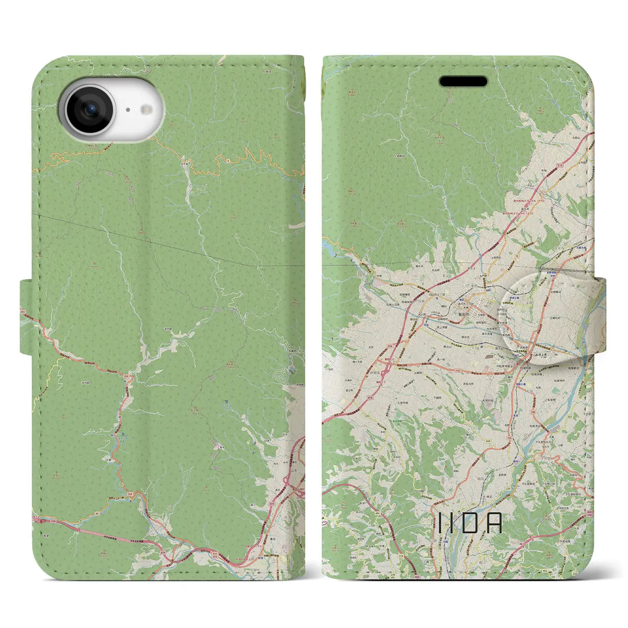 【飯田(長野県)】地図柄iPhoneケース(手帳タイプ)