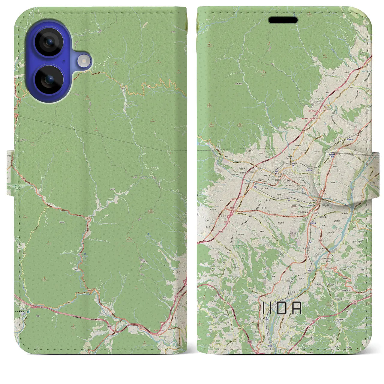 【飯田(長野県)】地図柄iPhoneケース(手帳タイプ)