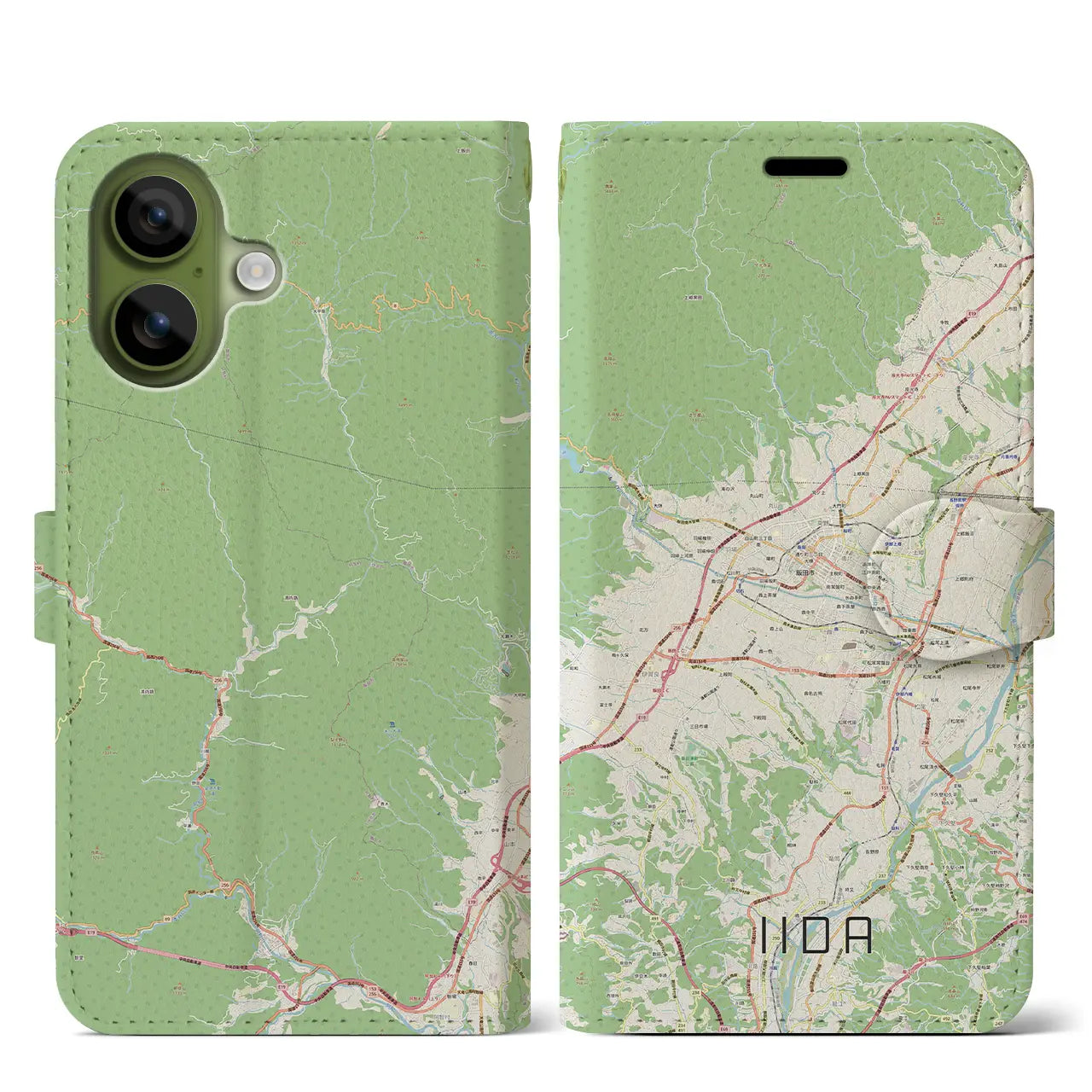 【飯田(長野県)】地図柄iPhoneケース(手帳タイプ)