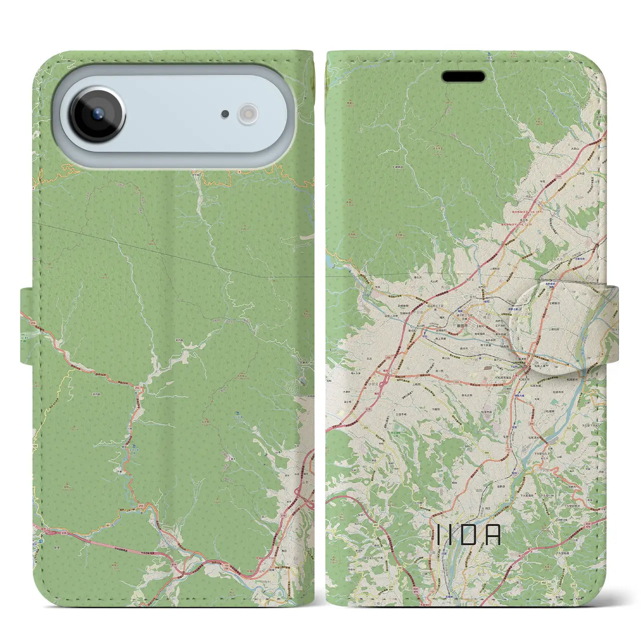 【飯田(長野県)】地図柄iPhoneケース(手帳タイプ)