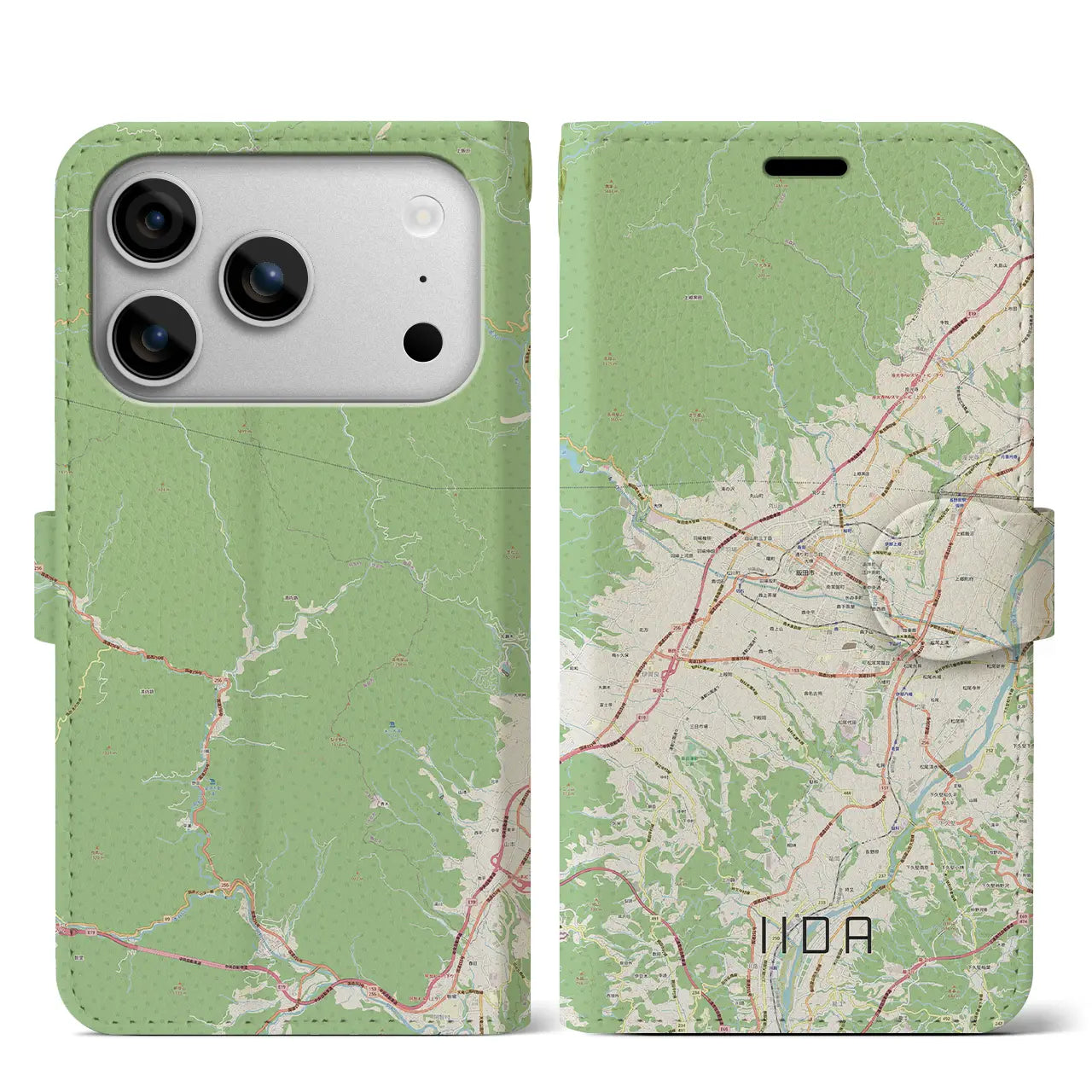 【飯田(長野県)】地図柄iPhoneケース(手帳タイプ)