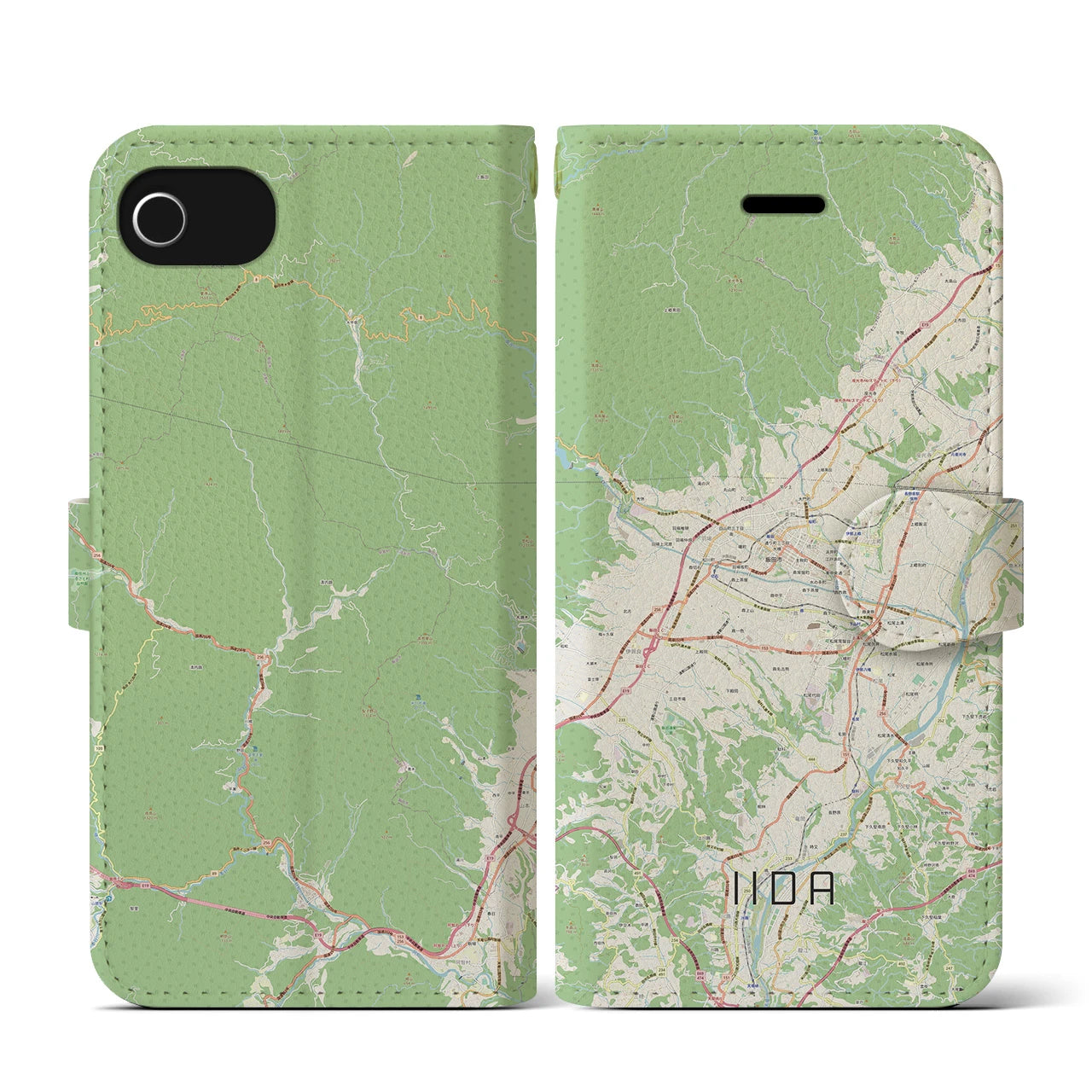 【飯田(長野県)】地図柄iPhoneケース(手帳タイプ)