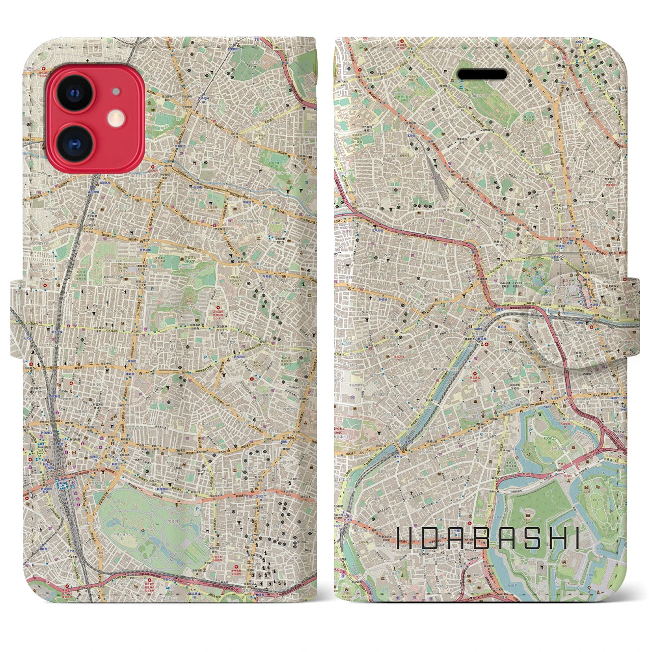 【飯田橋(東京都)】地図柄iPhoneケース(手帳タイプ)ナチュラル・iPhone 11 用