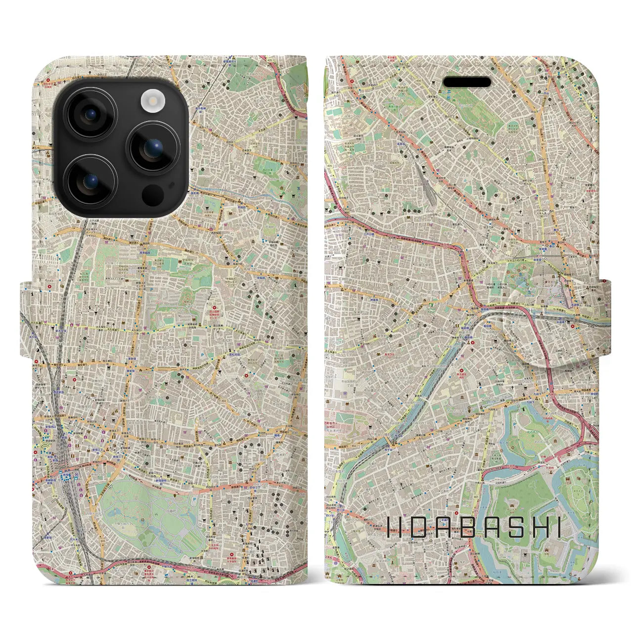 【飯田橋(東京都)】地図柄iPhoneケース(手帳タイプ)ナチュラル・iPhone 16 用