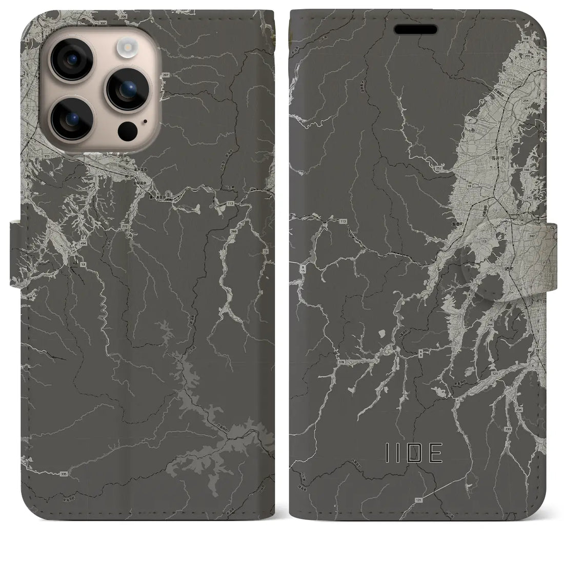 【飯豊(山形県)】地図柄iPhoneケース(手帳タイプ)