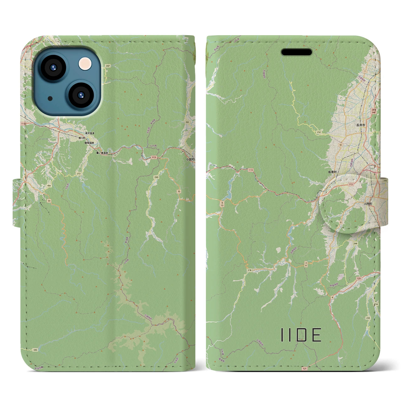 【飯豊(山形県)】地図柄iPhoneケース(手帳タイプ)