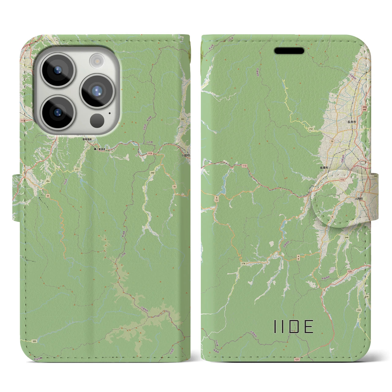 【飯豊(山形県)】地図柄iPhoneケース(手帳タイプ)