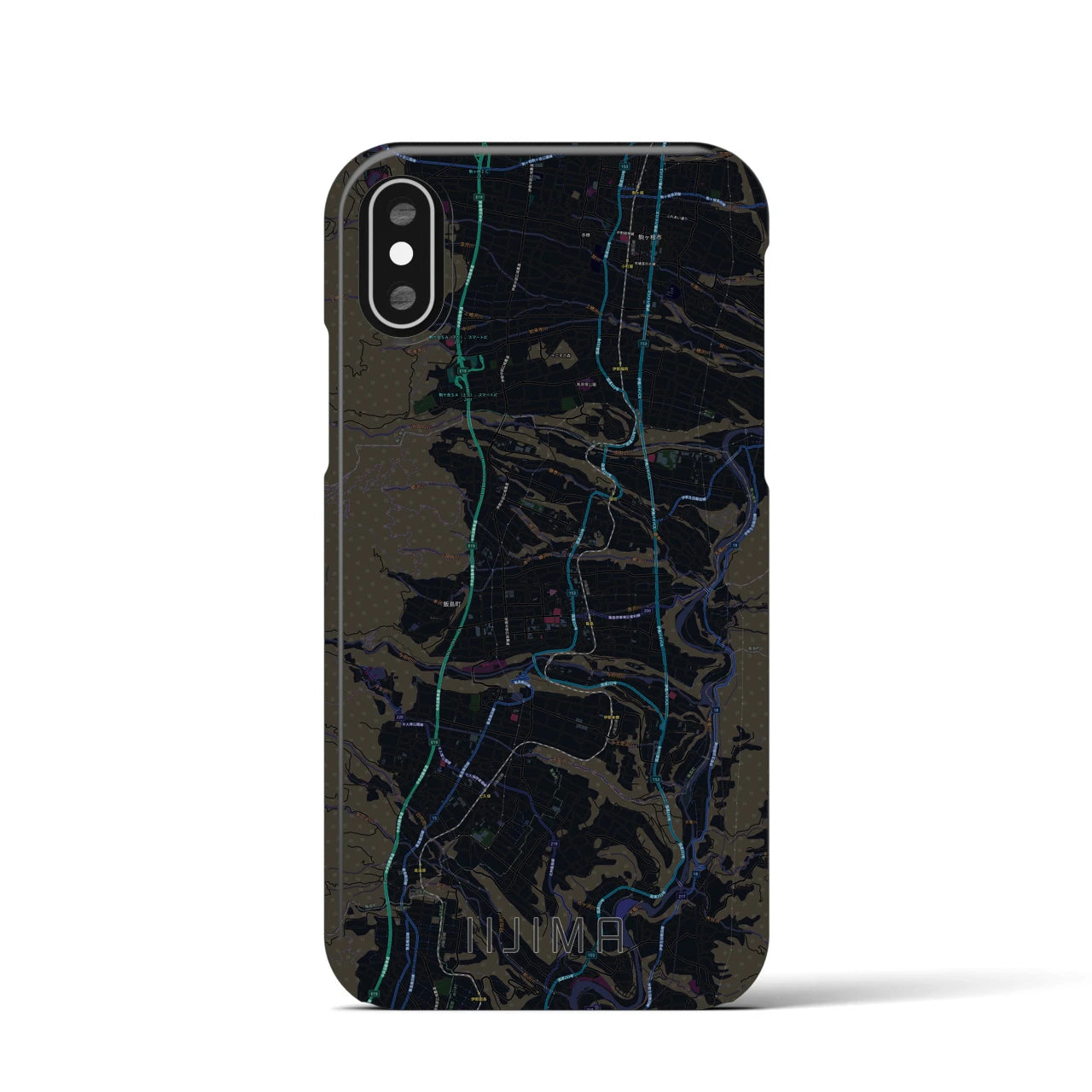 【飯島(長野県)】地図柄iPhoneケース(バックカバータイプ)